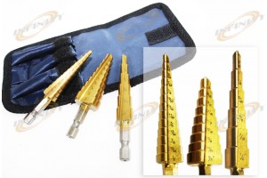 28 SIZES 3 PCS TITANIUM STEP DRILL BITS SET Step Bit